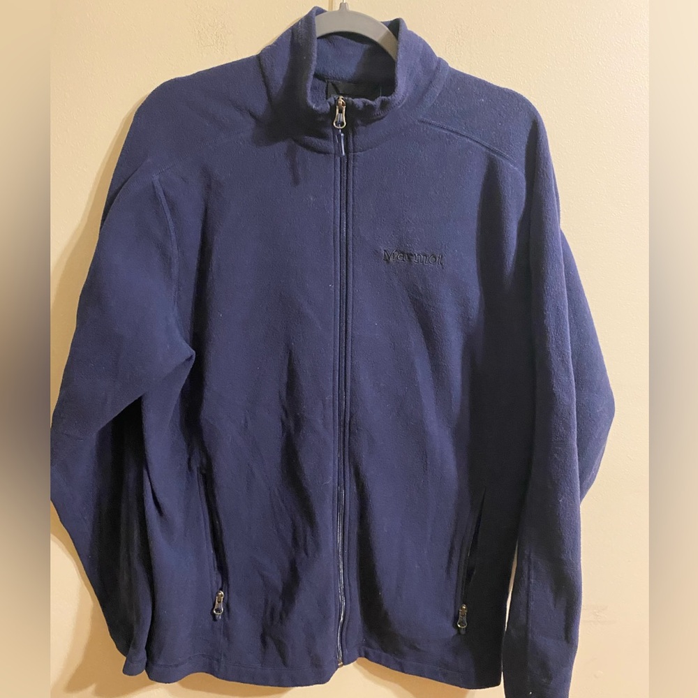 Mens Navy‎ Blue Marmot Full Zip Fleece Jacket Size Large